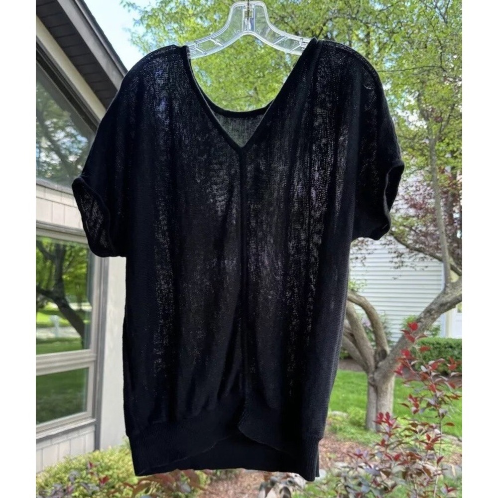Talbots Sweater Women's 2XL Petite Linen V-Back Lightweight‎ Short Sleeves